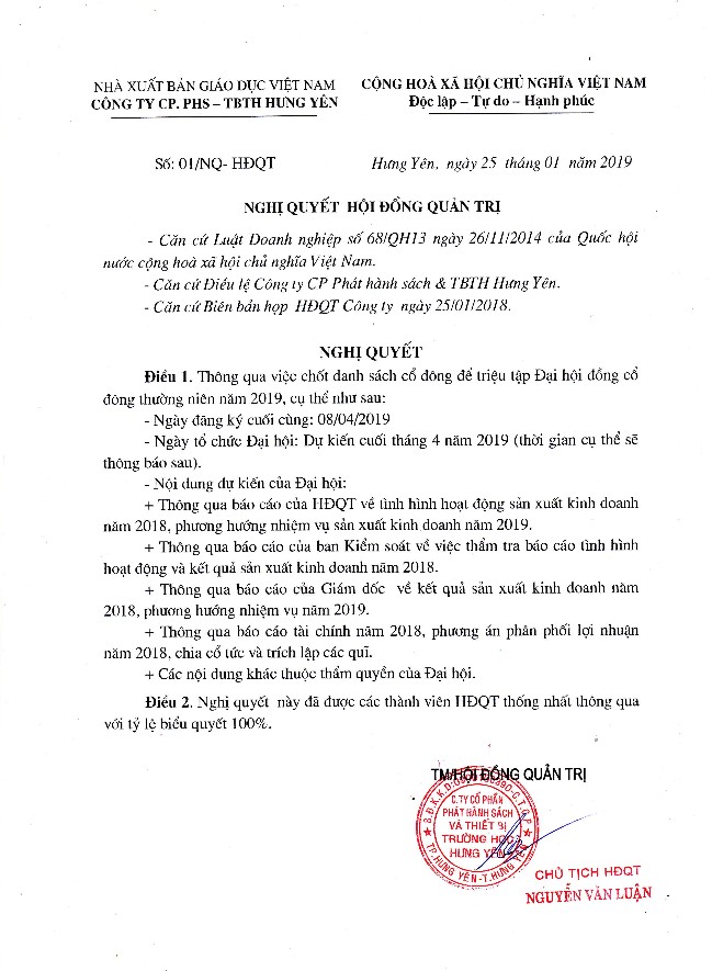 thông báo chốt danh sách cổ đông hst