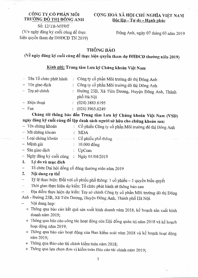 đại hội cổ đông mda