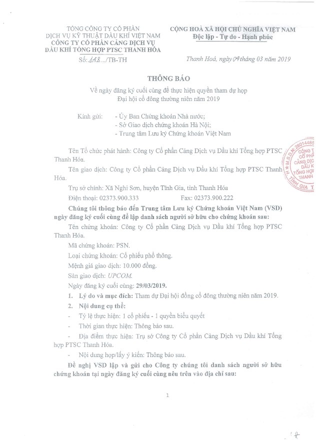 cổ phiếu PSN đại hội cổ đông