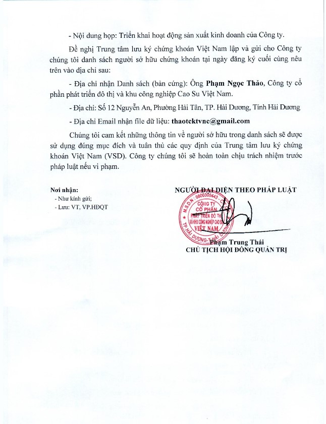 thông báo đại hội VRG