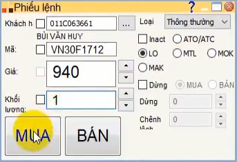 mở vị thế long trên HSC WinnerTrade