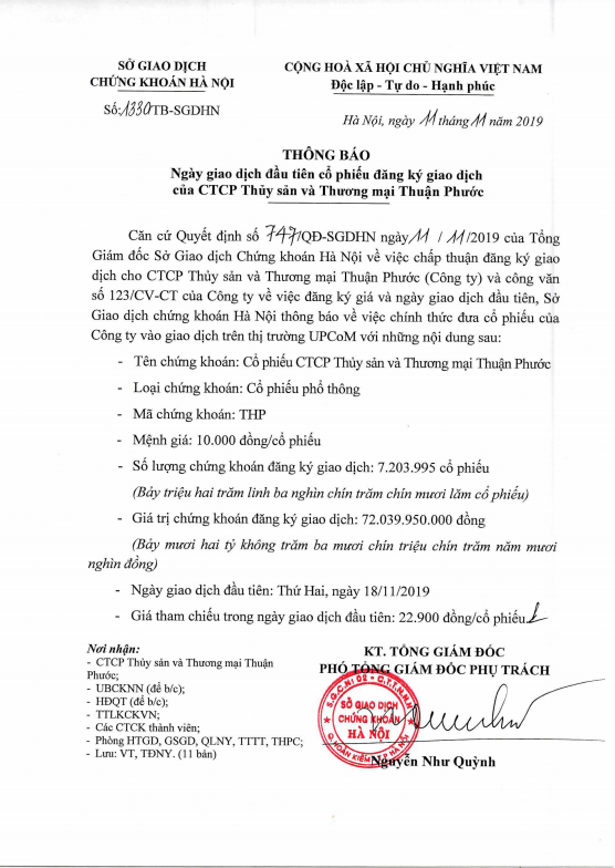 thp niêm yết mới